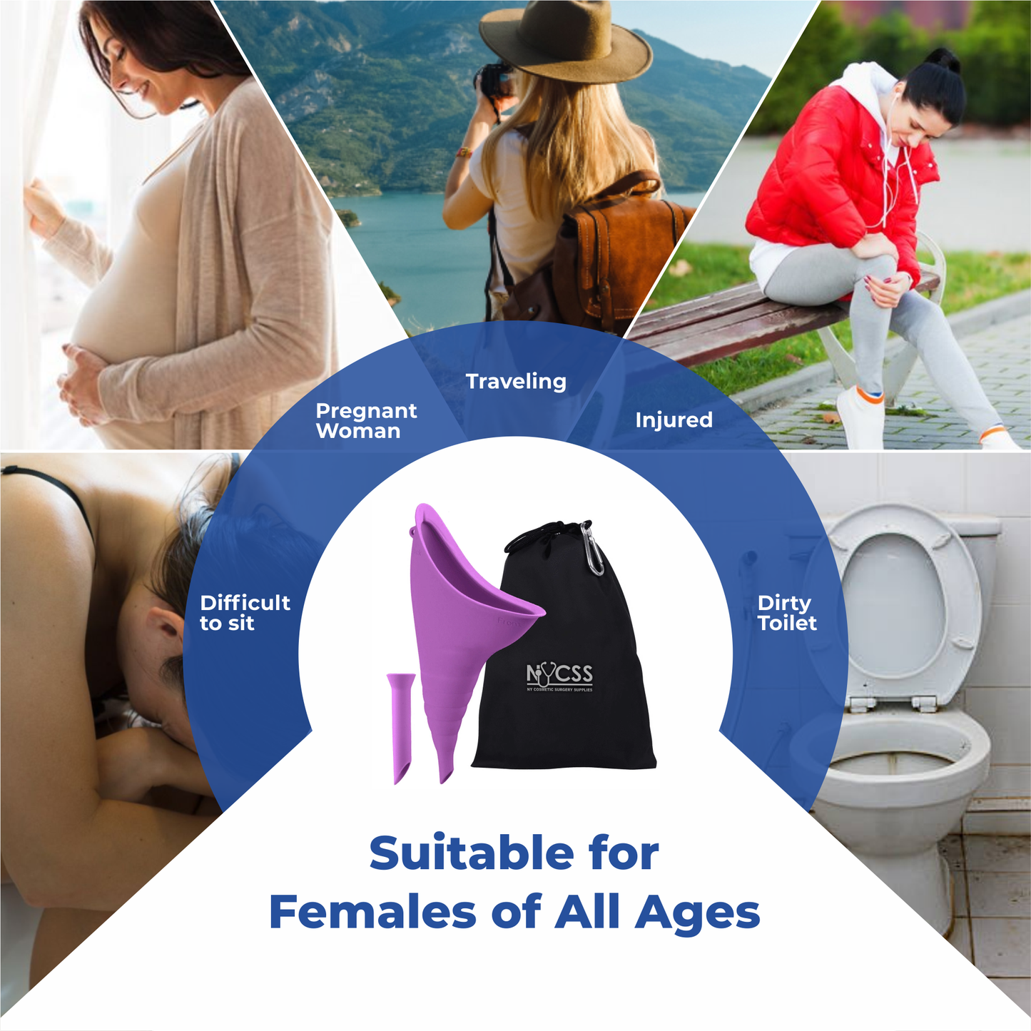 EZ-P Female Urinal Device & Drawstring bag