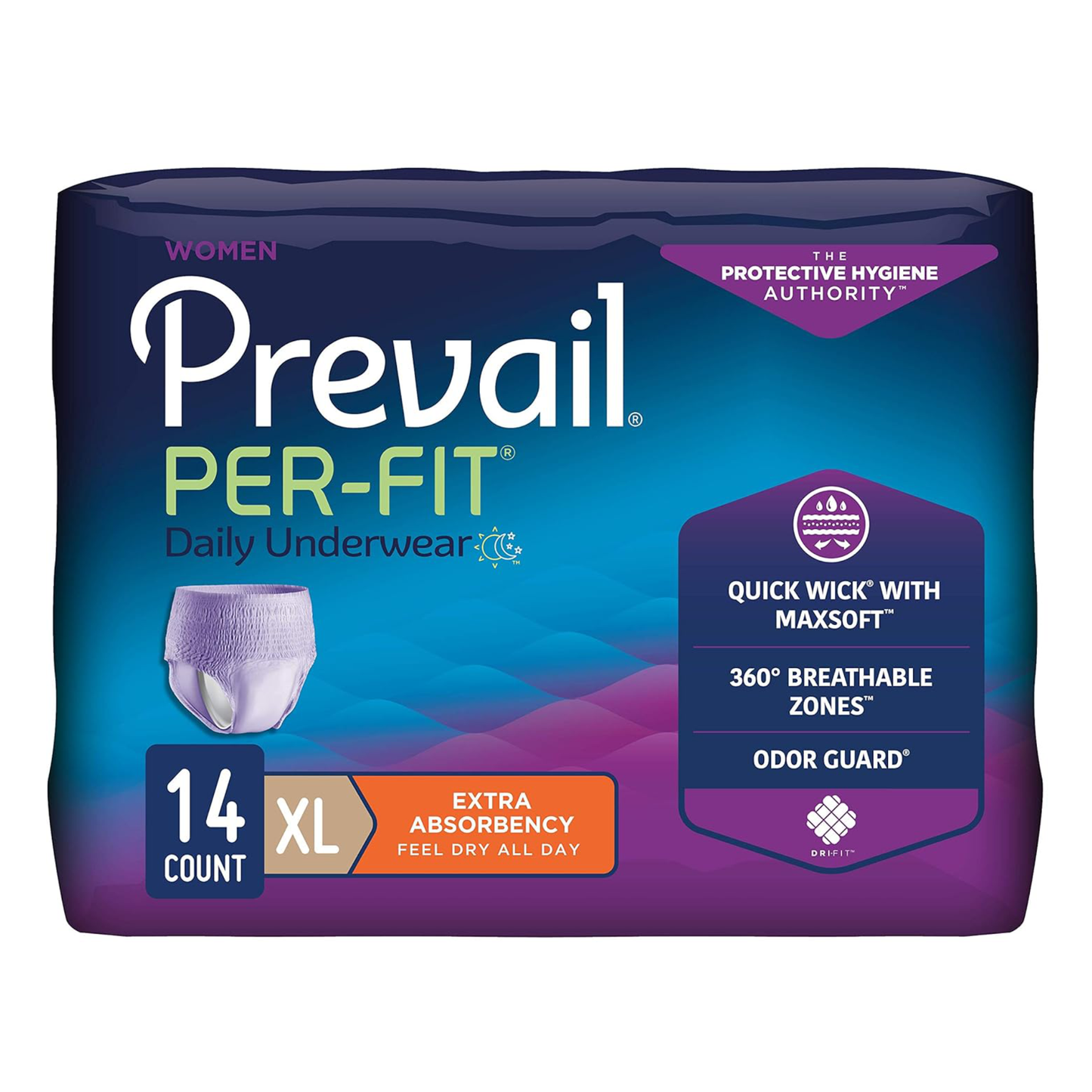 Prevail Underwear for Women Lge.  44"-58" (Wholesale) (1 case,4 Pack,72 count) ($0.64/count)