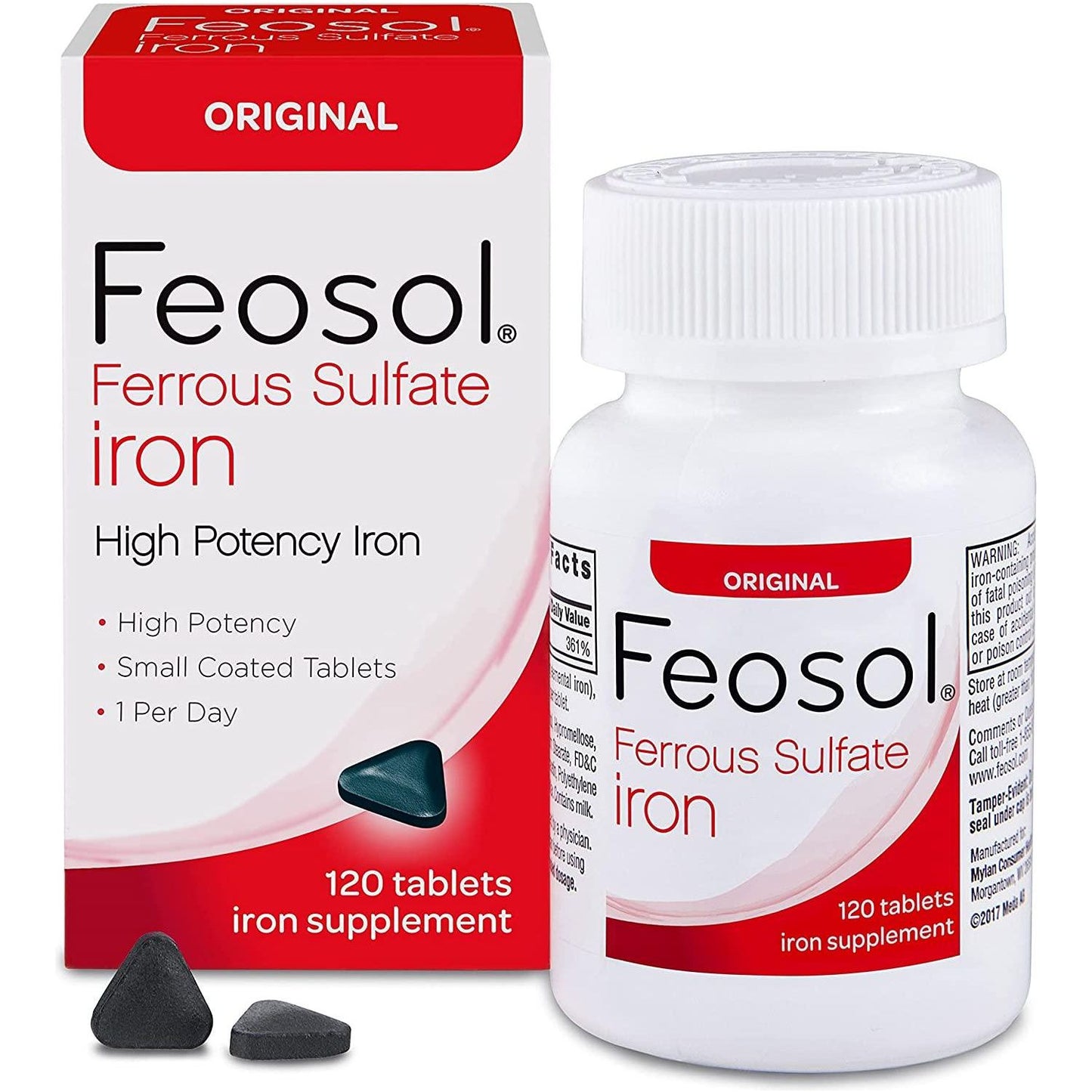Feosol Original Iron Supplement Tablets, Non-heme iron pills, 325mg Ferrous Sulfate (65mg Elemental Iron) per Iron Pill, Iron Pills For Energy and Immune System Support - The New You Recovery Kit